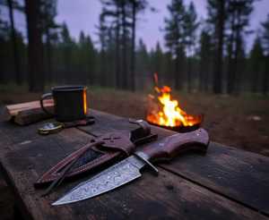 Cuchillo de Caza de Acero de Damasco Personalizado, Cuchillos de Hoja Fija para Campismo y Supervivencia con Funda de Cuero Fino, Cuchillos de Acero Personalizados - Product Image 3