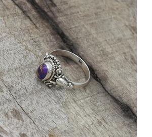 Purple Turquoise Gemstone <b>Ring</b> Women Handmade Bohemian Style Jewelry 925 Sterling Silver Elegant Solid Silver <b>Statement</b> <b>Ring</b> - Product Image 4