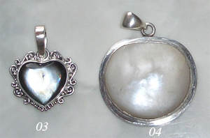 จี้เงินรูปเปลือกหอยประดับมุก ลายเปลือกหอย สีเงินขาว ขนาด 20x15 มม./35 มม.x28 มม. - Product Image 4