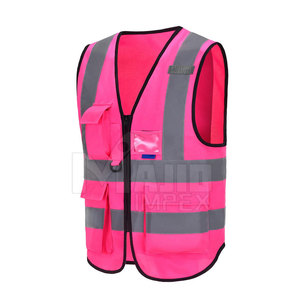 Chaleco de seguridad reflectante de alta visibilidad con cremallera, bolsillo para cinturón y mangas con marcadores, para construcción en carreteras - Product Image 1