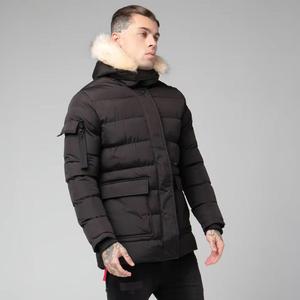 Venta al por mayor Precio barato Chaquetas de hombre Abrigo de invierno Estampado con capucha Estilo punk Negro Cremallera completa Algodón acolchado - Product Image 5