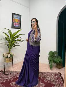 Último diseñador Banarasi seda suave Saree blusa cosida pieza aspecto rico indio pakistaní mujeres fiesta desgaste precio al por mayor - Product Image 5