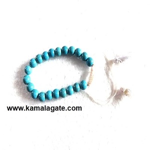 Bracelet ajustable en agate turquoise de 8 mm, pierre semi-précieuse naturelle, bijoux avec cordon en coton, artisanat en pierres précieuses - Product Image 1