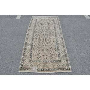 พรมขนแกะสไตล์ตุรกีวินเทจคลาสสิกสีเบจสีดำเย็บปะติดปะต่อกัน32X65ฟุตพรมข้างเตียงยางพาราสำหรับวัยรุ่นสี่เหลี่ยมผืนผ้าห้องโถง - Product Image 1