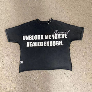 Graphique personnalisé 300 Gsm surdimensionné recadrée t-shirt lâche goutte épaule col rond boîte t-shirt 220 grammes tricoté solide écran décontracté - Product Image 4