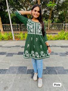 Designer <b>Women</b> <b>Short</b> Kurta <b>for</b> <b>Jeans</b>, Heavy Tunic, Indian Kurti <b>for</b> <b>Women</b> - Product Image 3