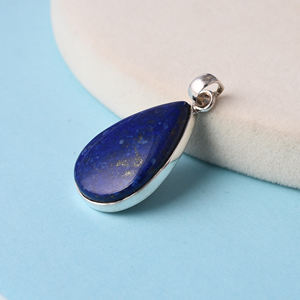 Pierre précieuse naturelle Lapis Lazuli 925 pendentif en argent sterling serti de lunette pendentif à la mode pendentif classique pour unisexe. - Product Image 4