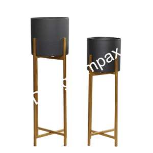 Ensemble de jardinières nickelées avec support Présentoir de sol Vente en gros Jardinières et pots de fleurs d'intérieur les plus tendances pour la décoration de la maison - Product Image 3