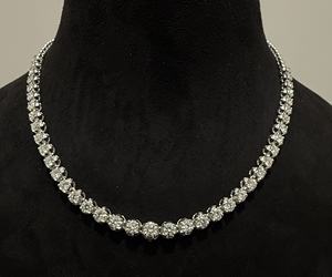 Collier tennis pour femme en or massif avec diamants ronds brillants naturels, 14K 18K, ligne simple, certifié par un tiers - Product Image 1