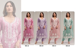 Vestidos de diseñador de bordado pesado de estilo indio y pakistaní Salwar Kameez - Product Image 4