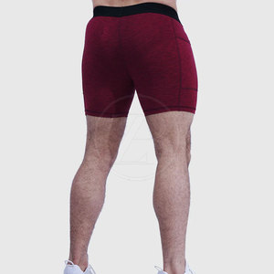 Pantalones cortos de compresión de patrón sólido hechos a medida para hombre más vendidos, cintura elástica, poliéster transpirable medio para gimnasio, Fitness Casual - Product Image 3