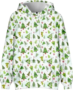 Sudadera de algodón 100% personalizada con capucha 3D tejida con estampado de dibujos animados de Navidad para hombres, mujeres y niños - Product Image 4