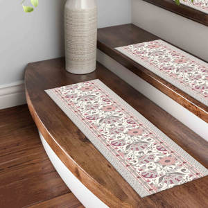 Tapis imprimé : Tapis rose, Tapis gris, Tapis style ferme, Tapis à motifs ethniques, Tapis d'escalier - Product Image 1