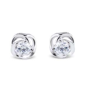 Jeulia Classic Flower Sterling <b>Silver</b> <b>Stud</b> Earrings with Diamond Pearl & Zircon - Product Image 1
