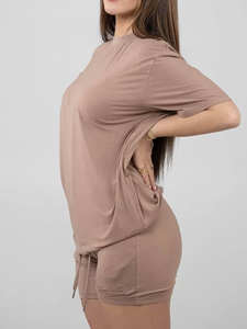 Ensemble 2 pièces pour femmes, t-shirt ample, yoga, pantalon court, fitness, respirant, séchage rapide, course à pied, sport - Product Image 5