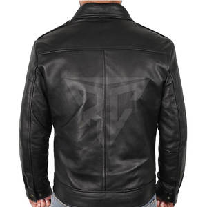 Chaqueta de cuero de piel de vaca para hombre con cuello levantado de invierno 2023 estilo callejero opciones de talla grande directo de fábrica - Product Image 5