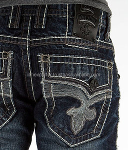 Vaqueros vaqueros de calidad superior con bordado elegante en el bolsillo - Product Image 5