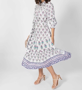 Vestido Midi Casual Floral para Mujer, con Cuello en V, Manga Estándar, Estampado Artesanal Personalizado - Product Image 6