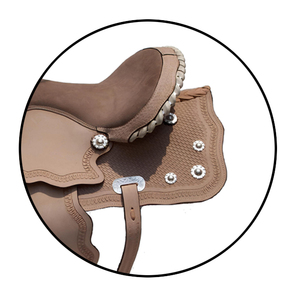 Juego de sillín de cuero genuino occidental hecho a mano para equitación, diseño de brida y cuello de pecho para carreras de barriles - Product Image 5