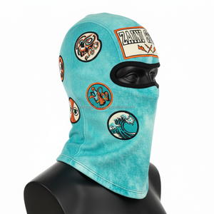 Balaclava d'hiver pour femme en tissu acrylique extensible, ornée de strass, noire, intégrale, avec transfert thermique personnalisé - Product Image 3