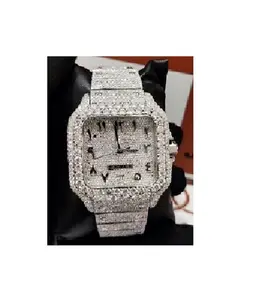 High Quality Full Iced Out Hip Hop Men Real Moissanite Diamond Studded Watches from Indian Supplier at Low Price Bulk Order