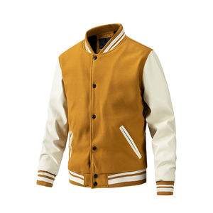 Manteau en laine automne hiver avec logo personnalisé pour hommes, veste universitaire de baseball décontractée et ample avec tissu pour un usage quotidien - Product Image 1