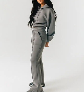 Sweat-shirt classique pour femme en gros, vert, épaules tombantes, imprimé graphique, coupe courte, forte demande, anti-rides, respirant, vierge pour le style d'hiver - Product Image 5