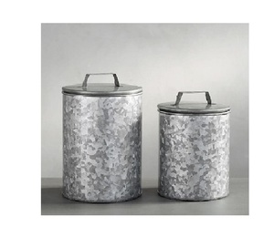 Ensemble d'accessoires de récipient de forme ronde galvanisés faits à la main les plus vendus pour la cuisine à domicile pour usage alimentaire - Product Image 6