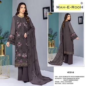 Exclusiva hermosa última colección Heavy Fox Georgette con bordado Salwar traje fabricante de la India - Product Image 2