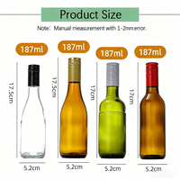 Bouteilles en verre transparent vert ambré écologiques de luxe personnalisées 187 ml pour l'emballage de vin, de tequila et de brandy, étanches