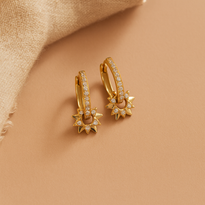 Interlocked Sun <b>Huggie</b> Diamond Earrings - Product Image 4