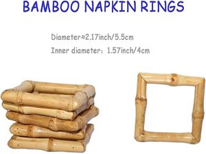 Rond de serviette en bambou fait à la main rond de serviette naturel pour la décoration de fête réunions de famille ajouter une touche élégante votre table à manger - Product Image 2