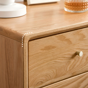 Mesita de noche de roble macizo Mesita de noche de madera con 2 cajones | Muebles de estilo escandinavo para dormitorio y sala de estar Espacios pequeños - Product Image 5