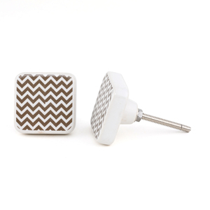 Bouton en céramique réglable motif Chevron blanc chocolat brun tiroirs de cuisine commodes de chambre à coucher pour salon utilisation en entrepôt - Product Image 3
