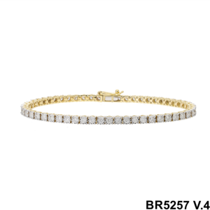 สร้อยข้อมือเทนนิสทองคำ14K สีเหลืองทอง2.6CTW ต่อเนื่องประดับเพชรโรเดียมชุบโรเดียมไร้เสน่ห์สำหรับผู้หญิง - Product Image 3