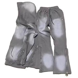 Pantalones Deportivos Unisex Color Verde Oliva con Cierres Laterales, Cintura con Cordón Ajustable, Corte Holgado, Largos, Casuales, Otoñales, Color Sólido - Product Image 6