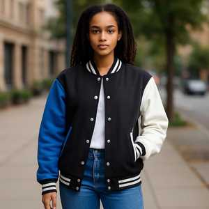 Veste universitaire Hip Hop pour hommes avec manches en cuir véritable, look vintage, coupe surdimensionnée, fabriquée sur mesure au Pakistan, fabricant OEM - Product Image 2