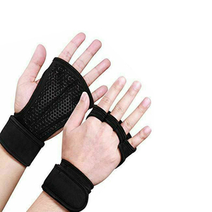 Gants de gymnastique unisexes à demi-doigts en polyester avec fermeture à lacets pour l'haltérophilie et le sport - Product Image 1