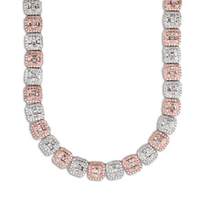 Two Tone Plated Round Cut Moissanite Diamond <b>Tennis</b> Chain In S925 <b>Sterling</b> <b>Silver</b> Iced Out <b>Necklace</b> For all Occasions - Product Image 2