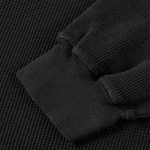 Custom Logo Solid Winter Thermal <b>Fleece</b> Men Streetwear Hoodie Sweatshirt Oversized Box Fit Cropped Crewneck <b>Black</b> - Product Image 5