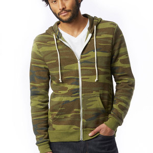 <b>Men's</b> Alternative Rocky Eco Zip <b>Green</b> Camo Hoodie Size Medium Winter Front Pocket Long Sleeve Zipper Hoodie - Product Image 1