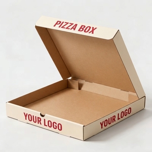 Boîte d'emballage pour pizza en carton ondulé blanc minimaliste, logo personnalisé imprimé, boîtes à emporter pour la restauration rapide, vente en gros - Product Image 1