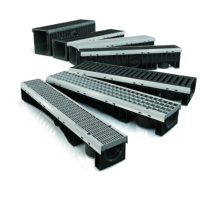 Canal de Drenaje Italiano EXEL 150 HDPE D400 con Rejilla de Hierro Dúctil de 18 mm, Certificado CE/EN1433, Diseño Moderno Negro para Construcción