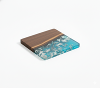 Sous-verres en bois et résine de style américain haut de gamme, faits à la main, en bois massif avec incrustation de résine époxy, imprimés UV, durables, résistants à l'eau et à la chaleur