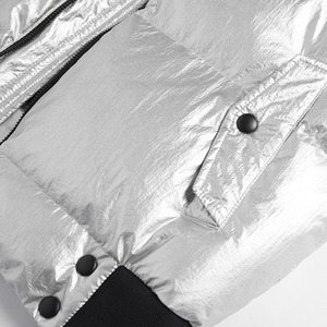 Wholesale Custom Canvas Bubble Quilted Winter Men's Shiny Removable Hooded Eco-Friendly Breathable Puffer <b>Jacket</b> - Product Image 5
