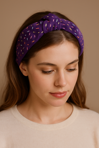 Elegant Floral Hand-Embroidered Beaded Fabric Women and <b>Girls</b> Luxury Hair Accessory Export Quality Artisan Craftsmanship 2025 - Product Image 3