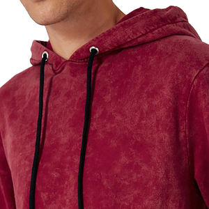 Sudadera con Capucha Personalizada para Hombre, de Algodón Grueso 100%, Estilo Urbano, Lavado Ácido Decolorado al Sol, Color Rojo Informal, OEM - Product Image 6