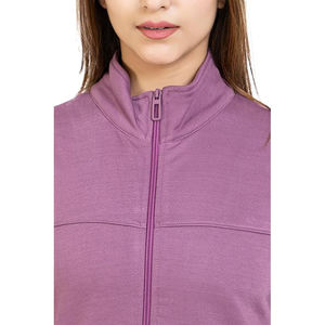 ชุดวอร์มลำลองสำหรับผู้หญิง ผ้าฟลีซสำหรับฤดูหนาว คอปกผูกโบว์ ทรงปกติ ซิปแบบเรียบ กระเป๋าเฉียงสองด้าน ปักลายกระดุม ชุดเดียว - Product Image 1