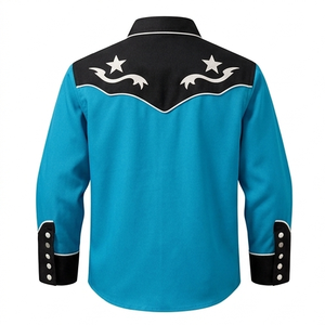 Camisa Vaquera Occidental Unisex Personalizada OEM, Corte Ajustado Informal, con Ribete en Contraste, Manga Larga, Bordada, con Botones - Product Image 2
