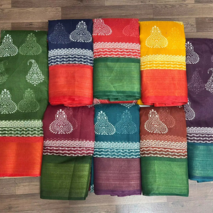 Saree ผ้าฝ้ายที่มีคุณภาพที่ดีที่สุดผ้านุ่มสไตล์ทันสมัยพิมพ์ Saree กับเสื้อน้ำหนักงานแต่งงานปาร์ตี้และ Diwali ที่เหมาะสม - Product Image 1